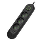 PRODUZNI KABAL 3 MESTA 3XUSB  SA PREKIDACEM 2M  3X1,5MM2  CRNI  NV371U-2/BK